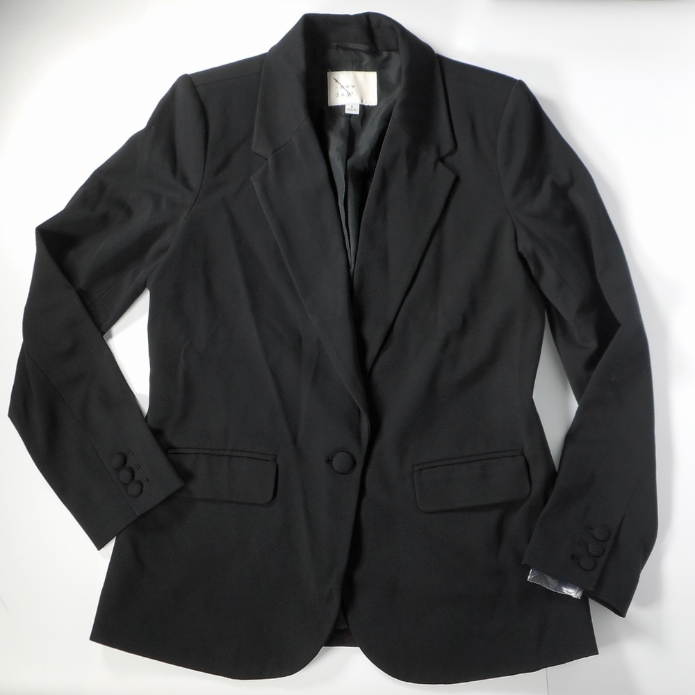 A New Day Womens Black 8 Jacket Blazer Career Work Button Pockets NEW